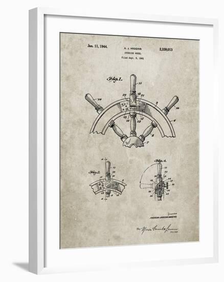 PP228-Sandstone Ship Steering Wheel Patent Poster-Cole Borders-Framed Giclee Print