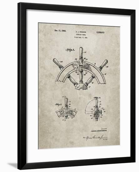 PP228-Sandstone Ship Steering Wheel Patent Poster-Cole Borders-Framed Giclee Print