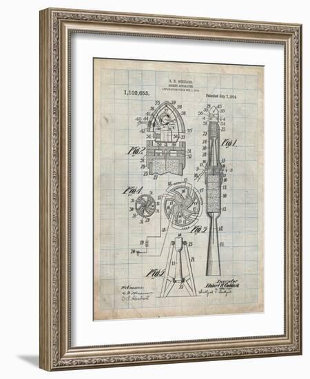 PP230-Antique Grid Parchment Robert Goddard Rocket Patent Poster-Cole Borders-Framed Giclee Print