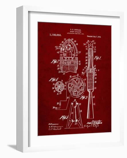 PP230-Burgundy Robert Goddard Rocket Patent Poster-Cole Borders-Framed Giclee Print