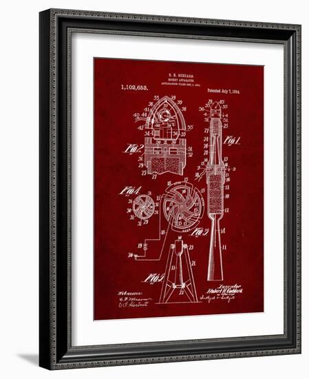 PP230-Burgundy Robert Goddard Rocket Patent Poster-Cole Borders-Framed Giclee Print