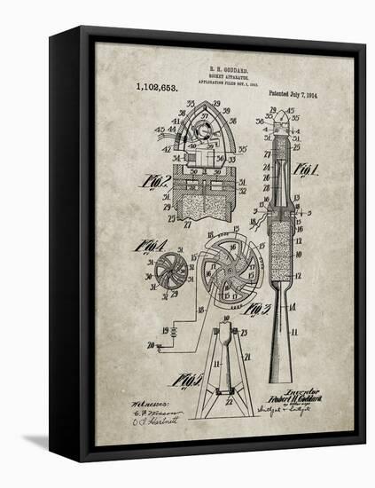 PP230-Sandstone Robert Goddard Rocket Patent Poster-Cole Borders-Framed Premier Image Canvas