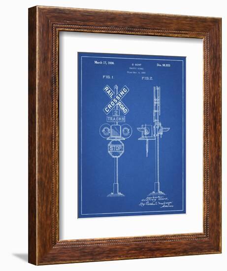 PP231-Blueprint Railroad Crossing Signal Patent Poster-Cole Borders-Framed Giclee Print