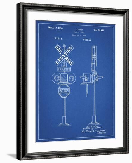 PP231-Blueprint Railroad Crossing Signal Patent Poster-Cole Borders-Framed Giclee Print