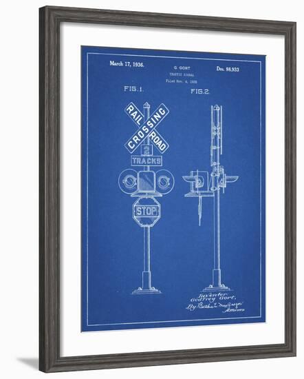 PP231-Blueprint Railroad Crossing Signal Patent Poster-Cole Borders-Framed Giclee Print