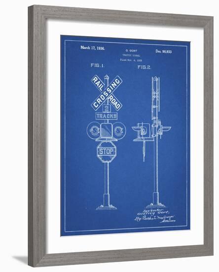 PP231-Blueprint Railroad Crossing Signal Patent Poster-Cole Borders-Framed Giclee Print