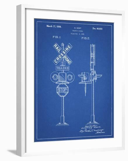 PP231-Blueprint Railroad Crossing Signal Patent Poster-Cole Borders-Framed Giclee Print