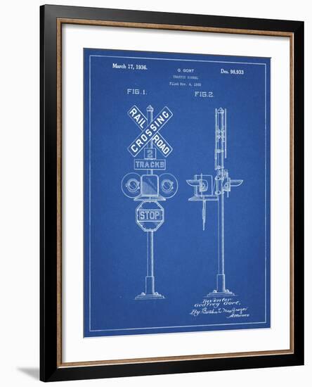 PP231-Blueprint Railroad Crossing Signal Patent Poster-Cole Borders-Framed Giclee Print