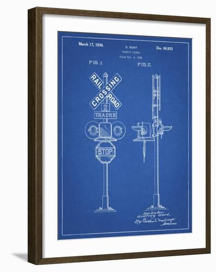 PP231-Blueprint Railroad Crossing Signal Patent Poster-Cole Borders-Framed Giclee Print