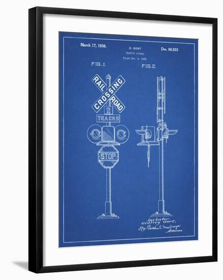 PP231-Blueprint Railroad Crossing Signal Patent Poster-Cole Borders-Framed Giclee Print