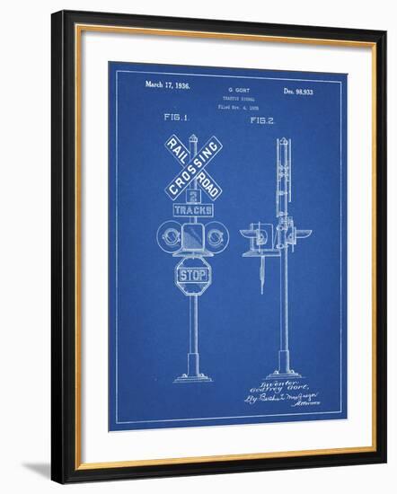 PP231-Blueprint Railroad Crossing Signal Patent Poster-Cole Borders-Framed Giclee Print