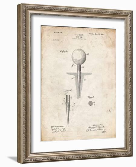 PP237-Vintage Parchment Vintage Golf Tee 1899 Patent Poster-Cole Borders-Framed Giclee Print