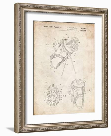 PP239-Vintage Parchment Golf Walking Bag Patent Poster-Cole Borders-Framed Giclee Print