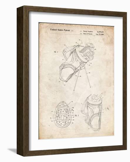 PP239-Vintage Parchment Golf Walking Bag Patent Poster-Cole Borders-Framed Giclee Print