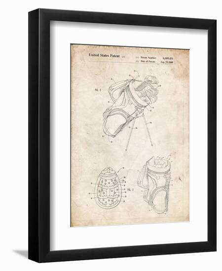 PP239-Vintage Parchment Golf Walking Bag Patent Poster-Cole Borders-Framed Premium Giclee Print