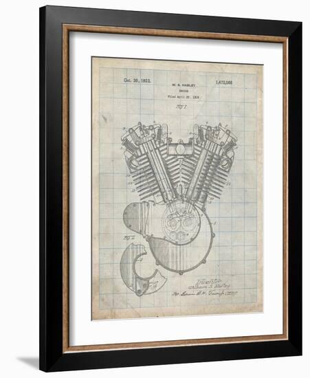 PP24 Antique Grid Parchment-Borders Cole-Framed Giclee Print