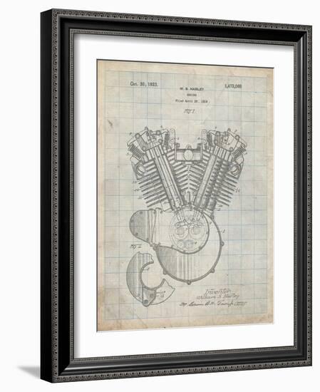 PP24 Antique Grid Parchment-Borders Cole-Framed Giclee Print