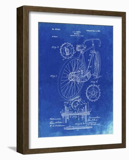 PP25 Faded Blueprint-Borders Cole-Framed Giclee Print