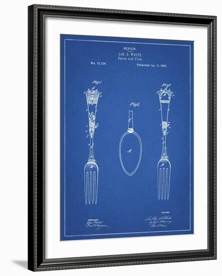 PP258-Blueprint Antique Spoon and Fork Patent Poster-Cole Borders-Framed Giclee Print