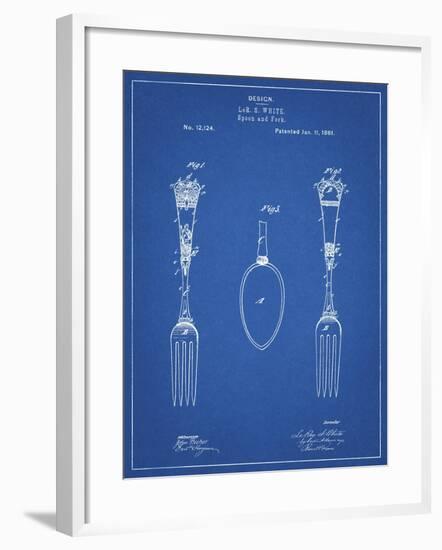 PP258-Blueprint Antique Spoon and Fork Patent Poster-Cole Borders-Framed Giclee Print