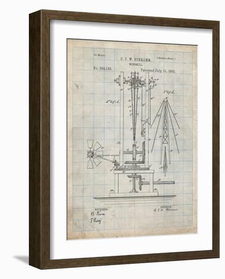 PP26 Antique Grid Parchment-Borders Cole-Framed Giclee Print