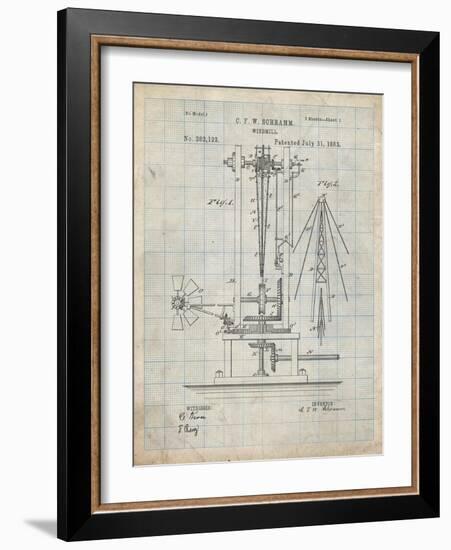 PP26 Antique Grid Parchment-Borders Cole-Framed Giclee Print