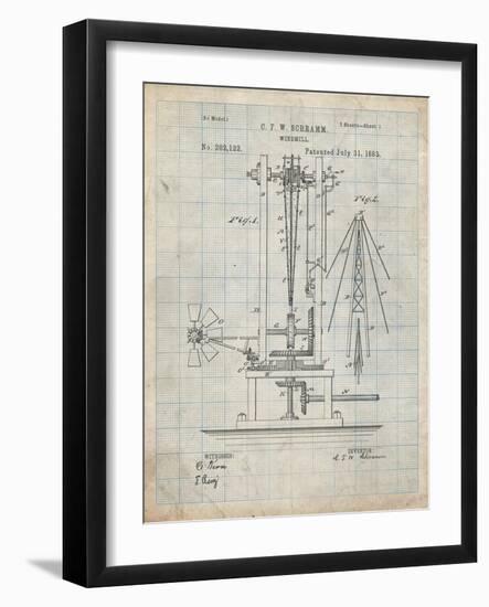 PP26 Antique Grid Parchment-Borders Cole-Framed Giclee Print