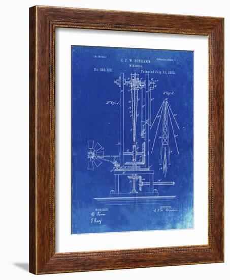 PP26 Faded Blueprint-Borders Cole-Framed Giclee Print