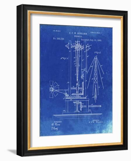 PP26 Faded Blueprint-Borders Cole-Framed Giclee Print