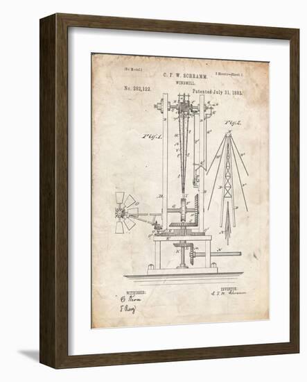 PP26 Vintage Parchment-Borders Cole-Framed Giclee Print