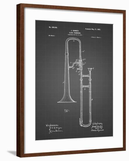 PP261-Black Grid Slide Trombone Patent Poster-Cole Borders-Framed Giclee Print