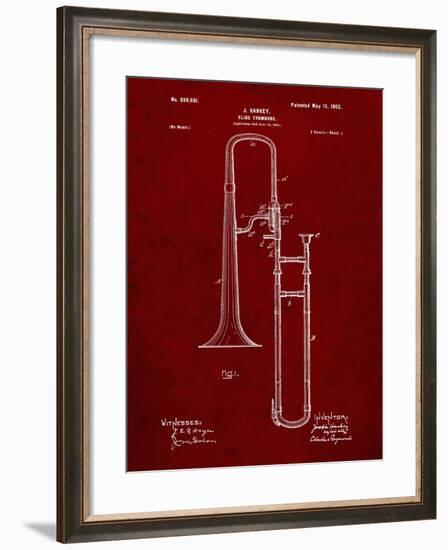 PP261-Burgundy Slide Trombone Patent Poster-Cole Borders-Framed Giclee Print