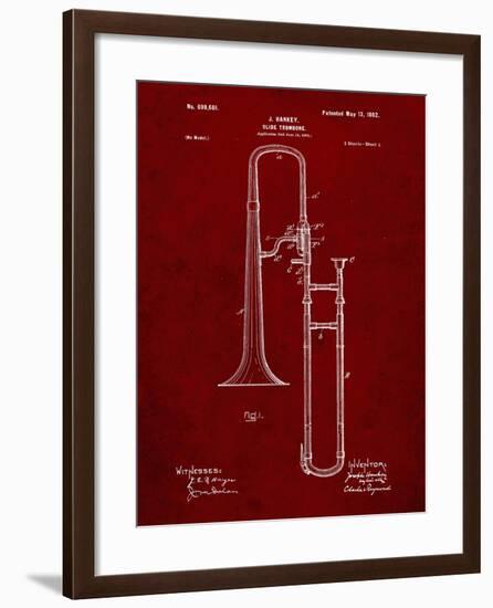PP261-Burgundy Slide Trombone Patent Poster-Cole Borders-Framed Giclee Print