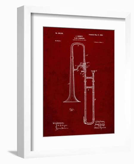 PP261-Burgundy Slide Trombone Patent Poster-Cole Borders-Framed Giclee Print