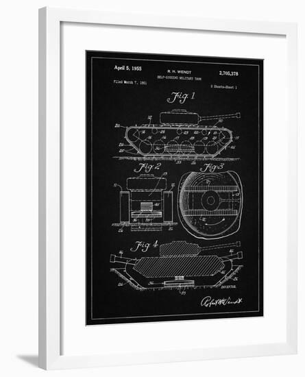 PP262-Vintage Black Military Self Digging Tank Patent Poster-Cole Borders-Framed Giclee Print