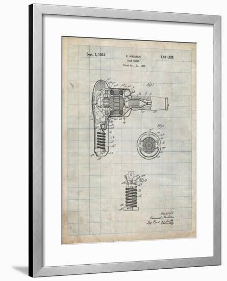 PP265-Antique Grid Parchment Vintage Hair Dryer Patent Poster-Cole Borders-Framed Giclee Print