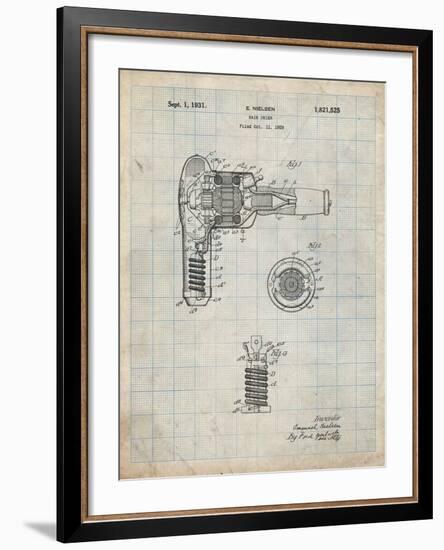 PP265-Antique Grid Parchment Vintage Hair Dryer Patent Poster-Cole Borders-Framed Giclee Print