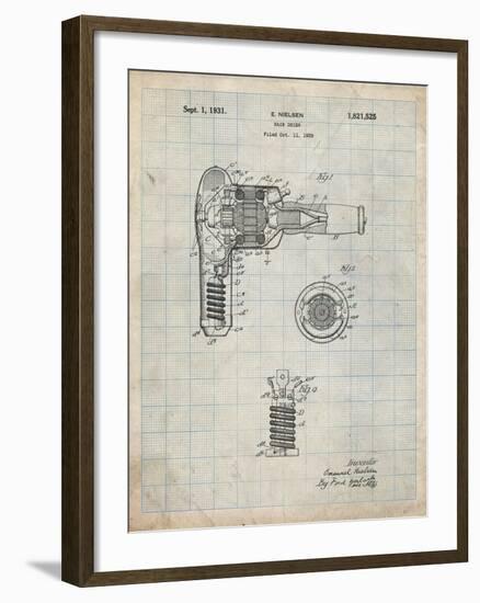 PP265-Antique Grid Parchment Vintage Hair Dryer Patent Poster-Cole Borders-Framed Giclee Print