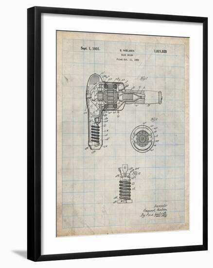 PP265-Antique Grid Parchment Vintage Hair Dryer Patent Poster-Cole Borders-Framed Giclee Print