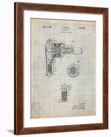 PP265-Antique Grid Parchment Vintage Hair Dryer Patent Poster-Cole Borders-Framed Giclee Print