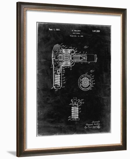 PP265-Black Grunge Vintage Hair Dryer Patent Poster-Cole Borders-Framed Giclee Print