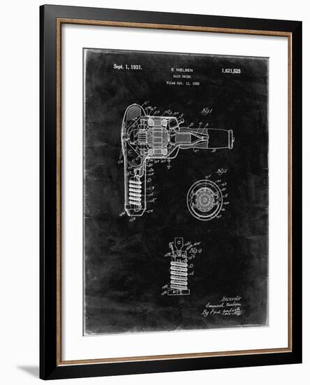 PP265-Black Grunge Vintage Hair Dryer Patent Poster-Cole Borders-Framed Giclee Print