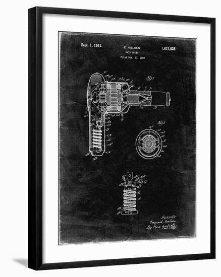 PP265-Black Grunge Vintage Hair Dryer Patent Poster-Cole Borders-Framed Giclee Print