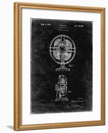 PP266-Black Grunge Table Fan Patent Poster-Cole Borders-Framed Giclee Print