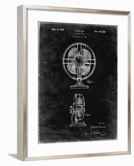 PP266-Black Grunge Table Fan Patent Poster-Cole Borders-Framed Giclee Print