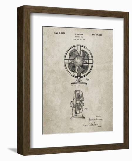 PP266-Sandstone Table Fan Patent Poster-Cole Borders-Framed Giclee Print