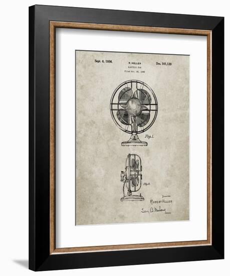PP266-Sandstone Table Fan Patent Poster-Cole Borders-Framed Giclee Print