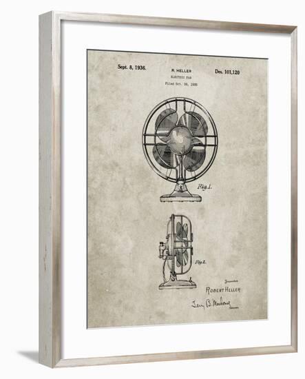 PP266-Sandstone Table Fan Patent Poster-Cole Borders-Framed Giclee Print