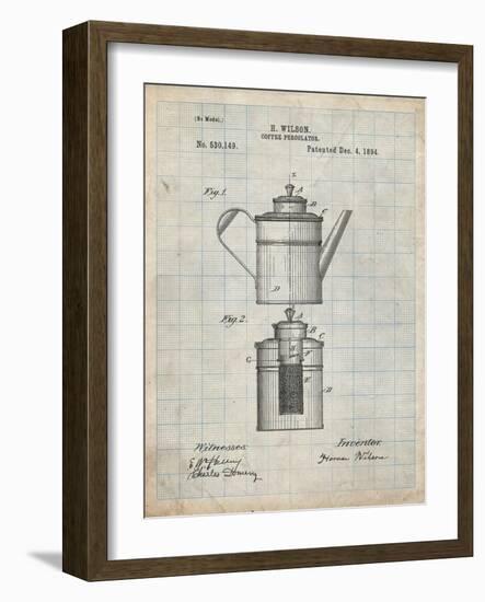 PP27 Antique Grid Parchment-Borders Cole-Framed Giclee Print