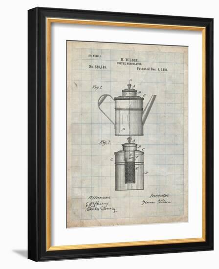 PP27 Antique Grid Parchment-Borders Cole-Framed Giclee Print